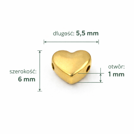 Kamień Jubilerski Hematyt Non-Magnetic Old Gold Serduszko 6x5.5x3mm