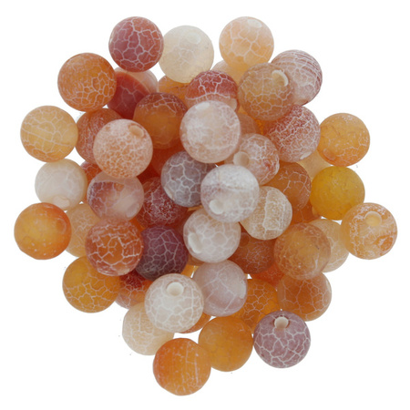 Agat Ognisty Frosted Light Salmon Kamień Jubilerski gładki kula 6mm