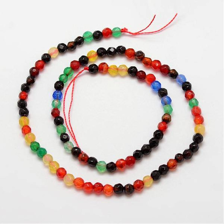 Agat Colorful Kamień Jubilerski Fasetowany kula 4mm