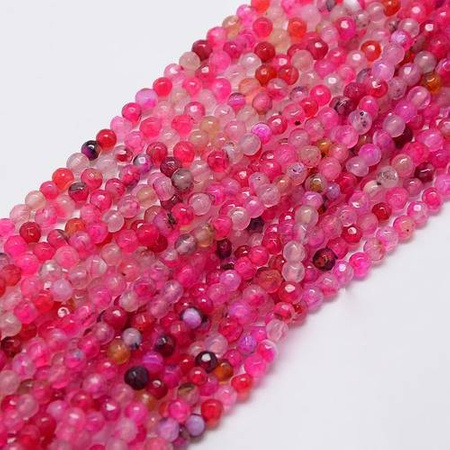 Agat Hot Pink Kamień Jubilerski Fasetowany kula 4mm 