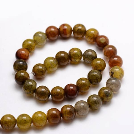 Agat Ognisty Crackle Olive Kamień Jubilerski gładki kula 6mm 