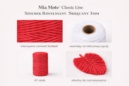  Mia Mote™ Classic Line Sznurek bawełniany skręcany do makramy 3mm krokoit