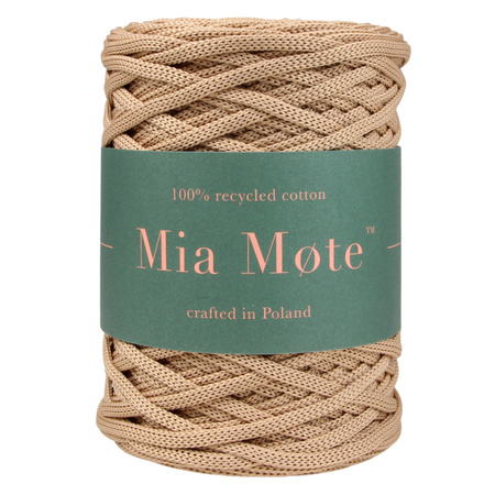 Sznurek poliestrowy płaski 5 mm bez rdzenia – do torebek i makramy, Karmelowy | Aragonite | Mia Mote™ ByBag