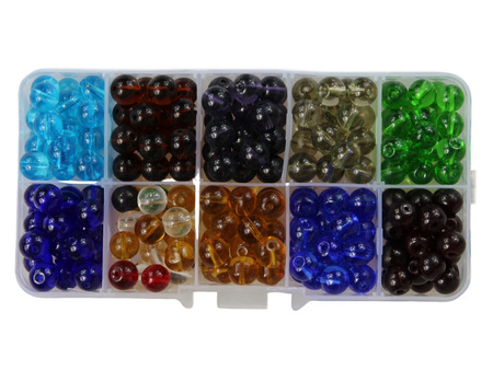 Zestaw Kreatywny Koralików do Rękodzieła Biżuterii / Koraliki Gładkie / Kula Wielokolorowy 8mm ~250szt / Organizer