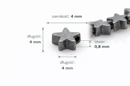 Kamień Jubilerski Hematyt Non-Magnetic Grafitowy Gwiazdka 4x2mm
