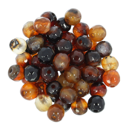 Agat Pasiasty Saddle Brown Kamień Jubilerski Fasetowany kula 6mm