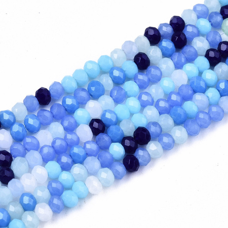Koraliki Fasetowane Kryształki Szklane Rondelle Niebieska Aurora 3x2mm
