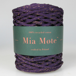 Mia Mote™ ByBag Line Lurex Sznurek Poliestrowy płaski bez rdzenia Ametystowy ze złotą nitką 5mm