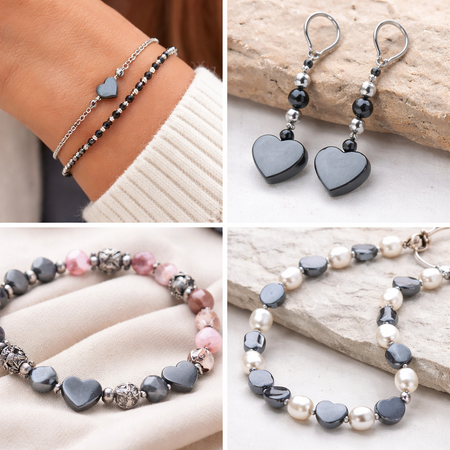 Kamień Jubilerski Hematyt Non-Magnetic Grafitowy Serce 6mm