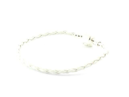 Baza Bransoletki Modułowa z zatrzaskiem Rzemień Pleciony Biały 21cm