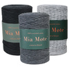 Mia Mote™ Zestaw sznurków do makramy – 3x50 m – Sznurek Bawełniany Skręcany 5 mm – Zestaw Szarości Shungite/Basalt Grit/Smoky Quartz