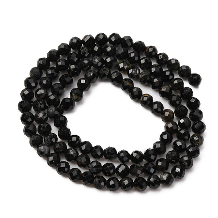 Turmalin Czarny - kamień ochrony i stabilizacji - Kula Fasetowany Koraliki 4mm