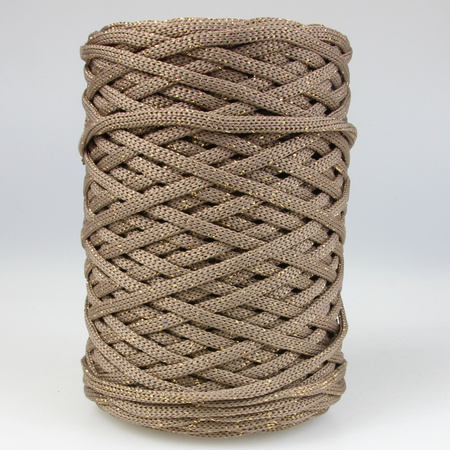 Mia Mote™ ByBag Line Lurex Sznurek Poliestrowy płaski bez rdzenia Beżowy ze złotą nitką 5mm