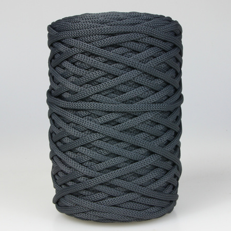 Sznurek poliestrowy płaski 5 mm bez rdzenia – do torebek i makramy, Grafitowy| Smoky Quartz | Mia Mote™ ByBag 