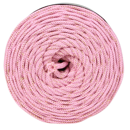 Mia Mote™ ByBag Line Lurex Sznurek Poliestrowy płaski bez rdzenia Różowy ze złotą nitką 5mm