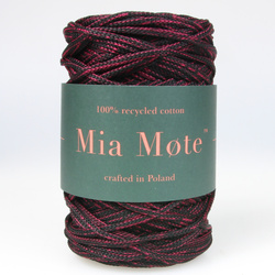 Mia Mote™ ByBag Line Sznurek Poliestrowy płaski bez rdzenia czarny z różaną nitką 5mm