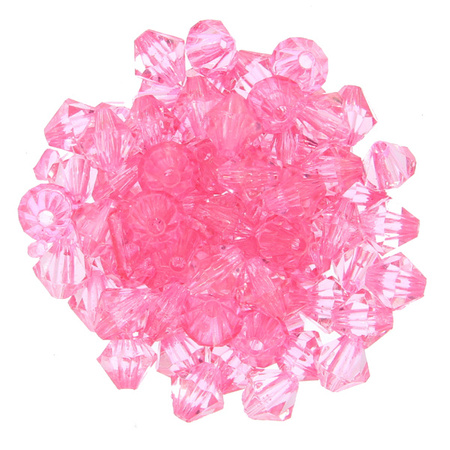 Koraliki Akrylowe Diamentowane Bicone różowy 8mm 