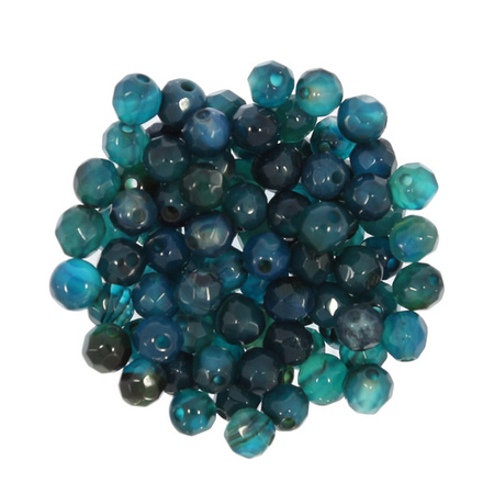 Agat Pasiasty Marine Blue Kamień Jubilerski Fasetowany kula 4mm