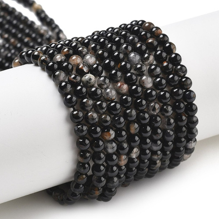 Turmalin Czarny - kamień ochrony i stabilizacji - Kula Gładka Koraliki 4mm