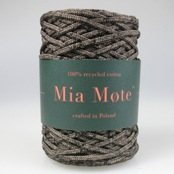 Mia Mote™ ByBag Line Sznurek Poliestrowy płaski bez rdzenia czarny z beżową ciemną nitką 5mm