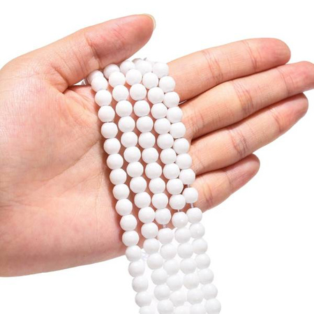 Agat White Kamień Jubilerski Fasetowany kula 6mm