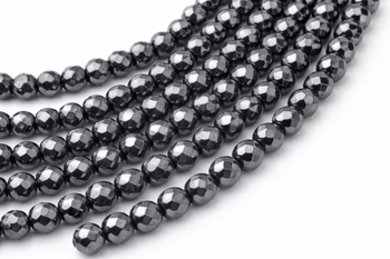 Kamień Jubilerski Hematyt grafitowy non-magnetic kula fasetowana 4mm