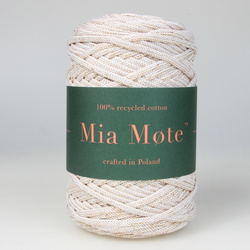 Mia Mote™ ByBag Line Lurex Sznurek Poliestrowy płaski bez rdzenia Kremowy ze złotą nitką 5mm