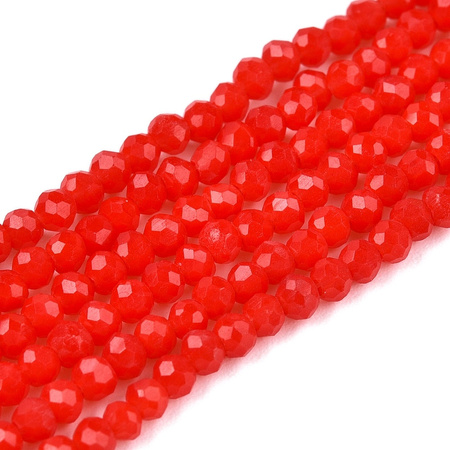 Koraliki Fasetowane Kryształki Szklane Rondelle Czerwony 2.7x1.5mm