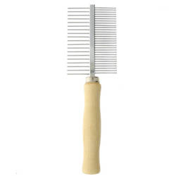 Grzebień metalowy dwustronny drewniany naturalny do rozczesywania makramy 160mm