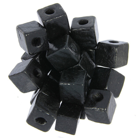 Koraliki Drewniane Drewno Kostka czarny 12x12mm