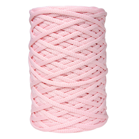 Sznurek poliestrowy płaski 5 mm bez rdzenia – do torebek i makramy, Różowy Pastelowy | Light Morganite | Mia Mote™ ByBag
