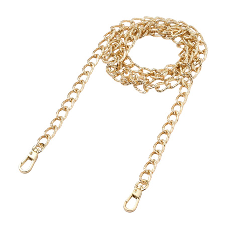 Łańcuszek metalowy z karabińczykami pasek do torebki złoty 10mm 116cm