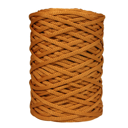 Sznurek poliestrowy płaski 5 mm bez rdzenia – do torebek i makramy, Bursztynowy | Amber | Mia Mote™ ByBag