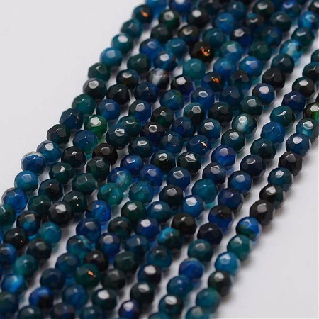 Agat Pasiasty Marine Blue Kamień Jubilerski Fasetowany kula 4mm