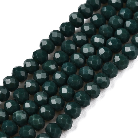 Koraliki Fasetowane Kryształki Szklane Rondelle Butelkowa zieleń 3.8x3mm