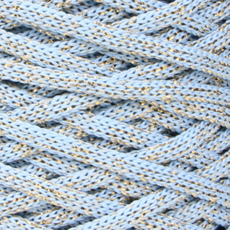 Mia Mote™ ByBag Line Lurex Sznurek Poliestrowy płaski bez rdzenia Błękitny ze złotą nitką 5mm