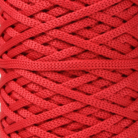 Sznurek poliestrowy płaski 5 mm bez rdzenia – do torebek i makramy, Czerwony | Krokoit | Mia Mote™ ByBag