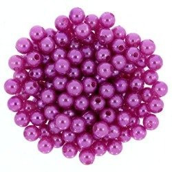 Perły Perełki Koraliki Akrylowe Fuksja 6mm