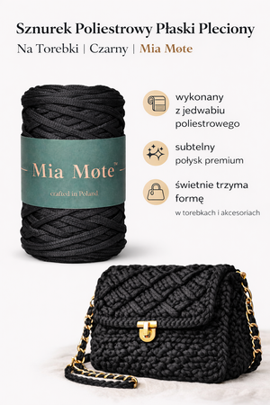 Mia Mote™ ByBag Line Sznurek Poliestrowy płaski bez rdzenia czarny 5mm