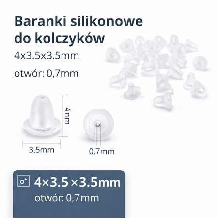  Baranki Zatyczki do Kolczyków Silikonowe 4mm