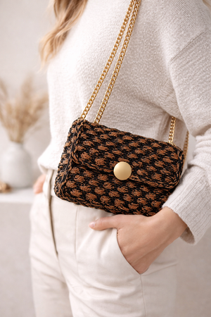 Mia Mote™ ByBag Line Sznurek Poliestrowy płaski bez rdzenia czarny z karmelową nitką 5mm