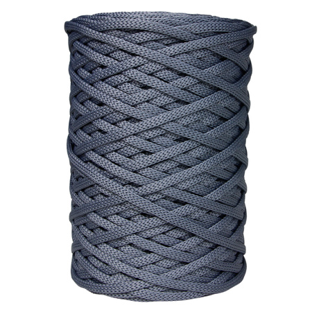 Sznurek poliestrowy płaski 5 mm bez rdzenia – do torebek i makramy, Srebrny Stalowy | Smok Quartz | Mia Mote™ ByBag