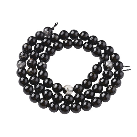 Turmalin Czarny z przerostami - kamień ochrony i stabilizacji - Kula Gładka Koraliki 6mm