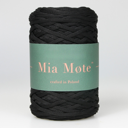 Sznurek poliestrowy płaski 5 mm bez rdzenia – do torebek i makramy, Czarny | Shungite | Mia Mote™ ByBag