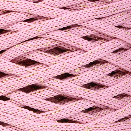 Mia Mote™ ByBag Line Lurex Sznurek Poliestrowy płaski bez rdzenia Różowy ze złotą nitką 5mm