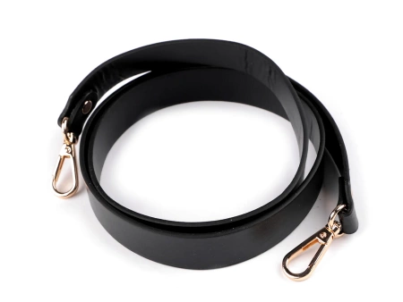 Skórzany Pasek eko skóra Ucha do torebki czarny złoty 108cm