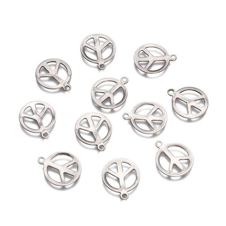 Zawieszka Stal Chirurgiczna peace sign 17x14x1mm