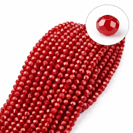 Koraliki Fasetowane Kryształki Szklane Rondelle Czerwony 3.8x3mm