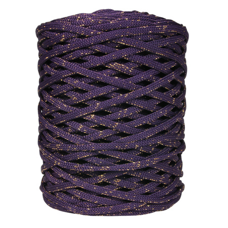 Mia Mote™ ByBag Line Lurex Sznurek Poliestrowy płaski bez rdzenia Ametystowy ze złotą nitką 5mm