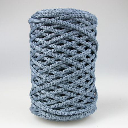 Sznurek poliestrowy płaski 5 mm bez rdzenia – do torebek i makramy, Stalowy Błękitny | Blue Lace Agate | Mia Mote™ ByBag